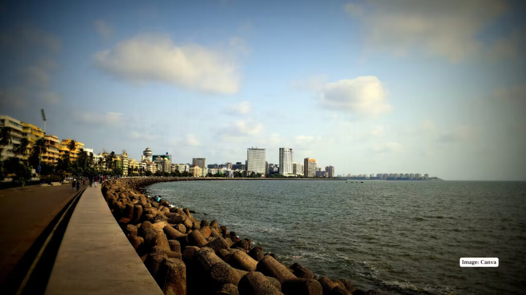 Marine Drive promenade along the Arabian Sea during the day