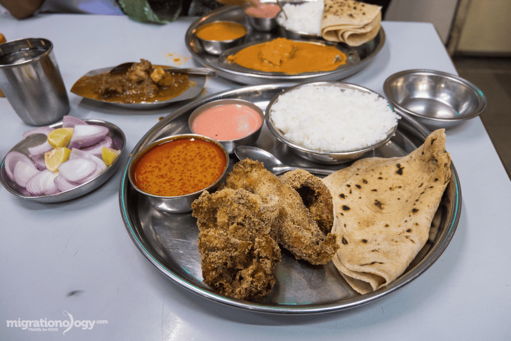 Deep-fried Bombay duck fish served with lemon and onion salad